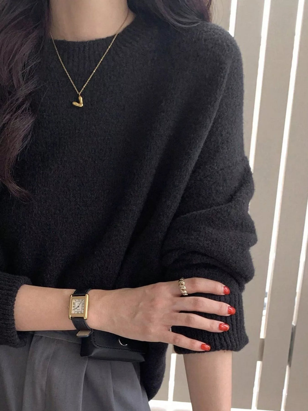 Full Size Cozy Knit Round Neck Oversized Sweater Plus Size