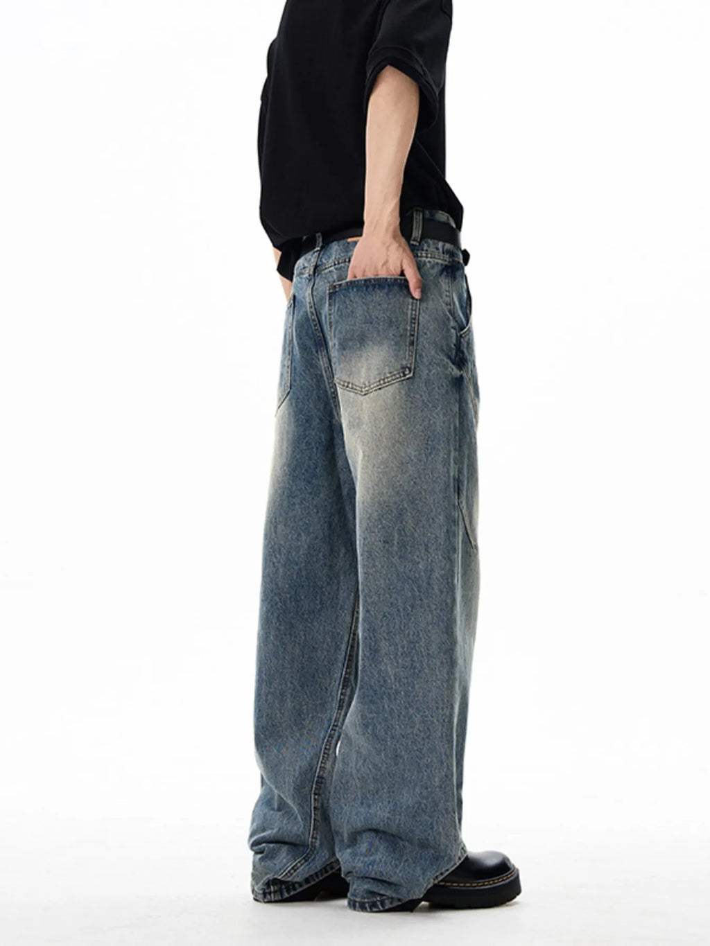 Men's Wash Wide Leg Jeans