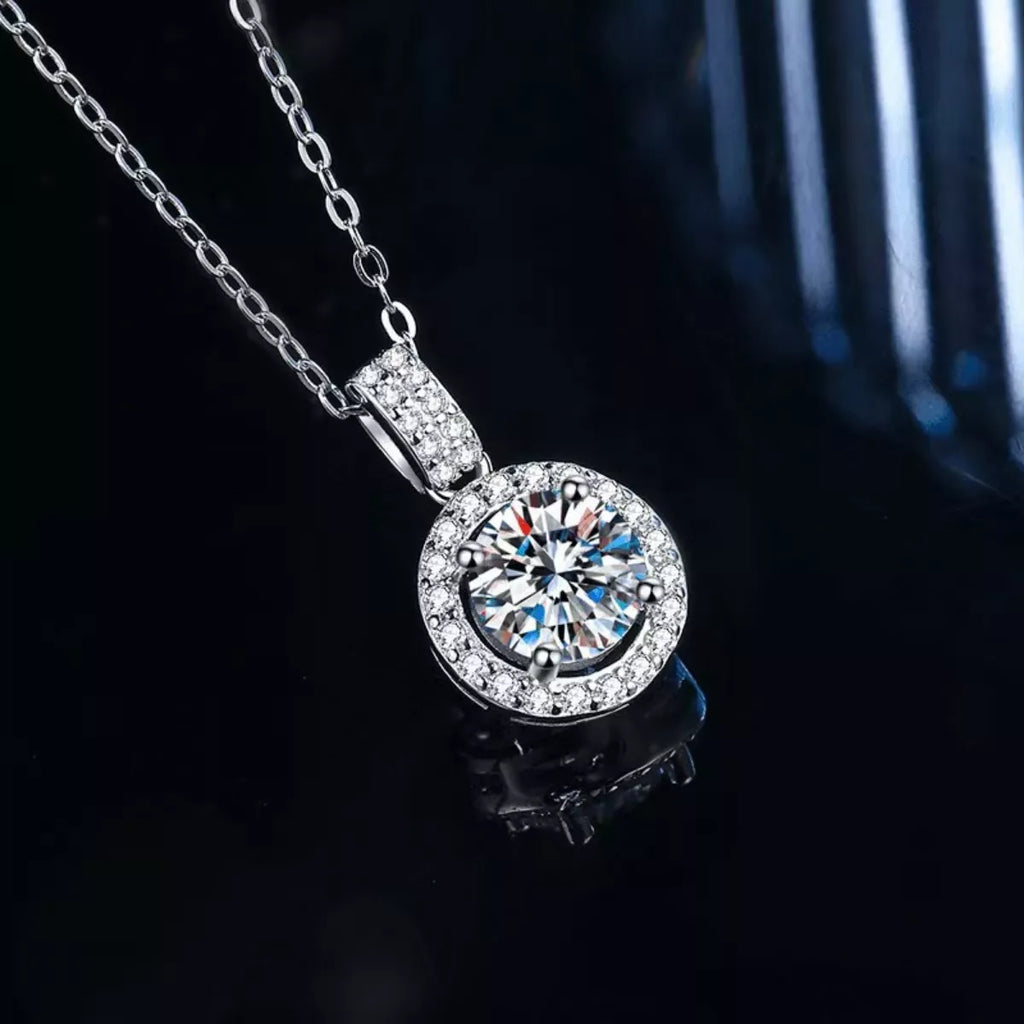 1 Carat Moissanite 925 Sterling Silver Pendant Necklace