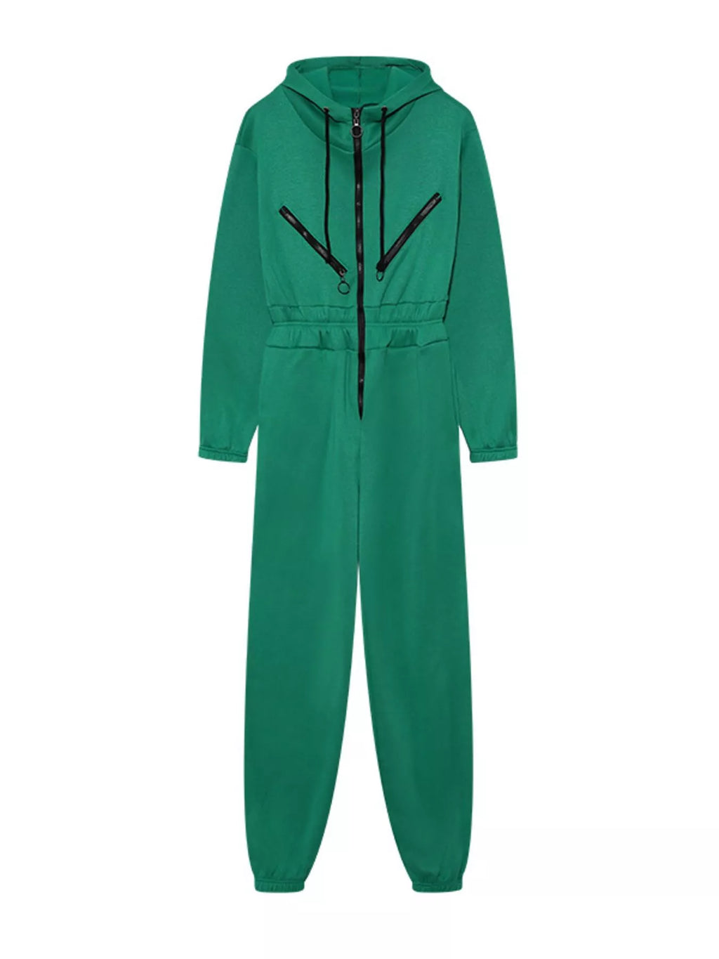 Hooded Zip-Up Long Sleeve Jumpsuit