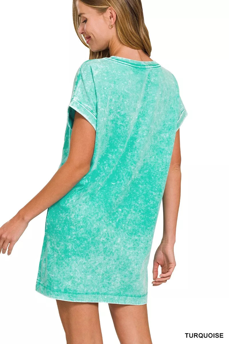 Zenana Premium Cotton Washed T-Shirt Dress