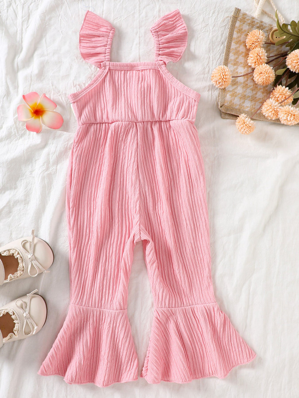 Children's Crochet Ruffle Trim Jumpsuit