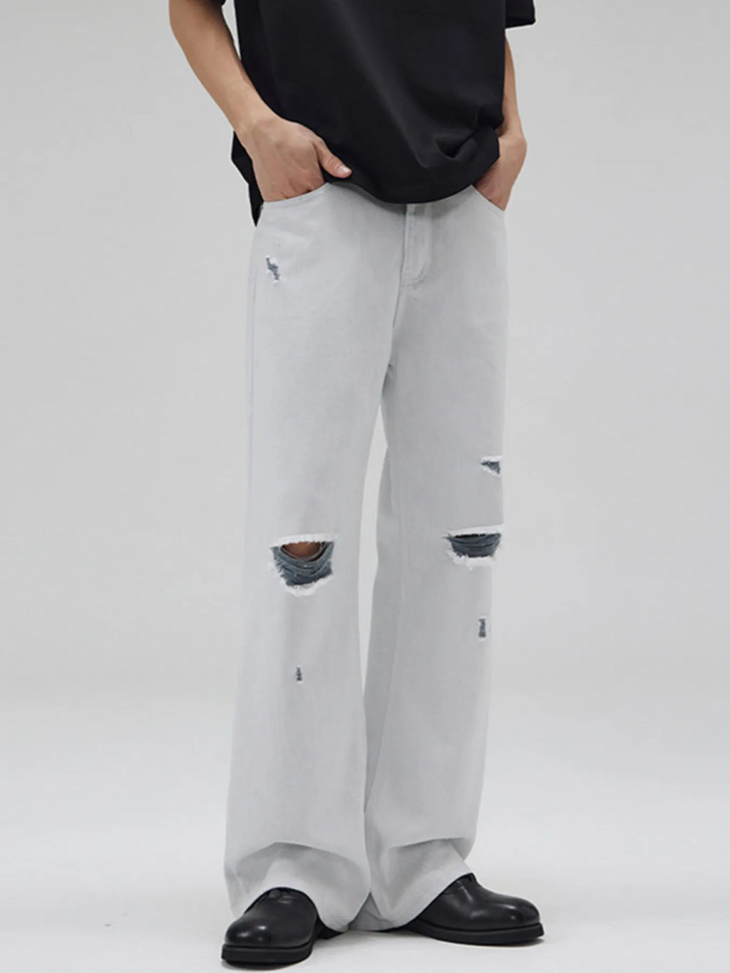 Men's Full Size Distressed Wide Leg Jeans Plus Size