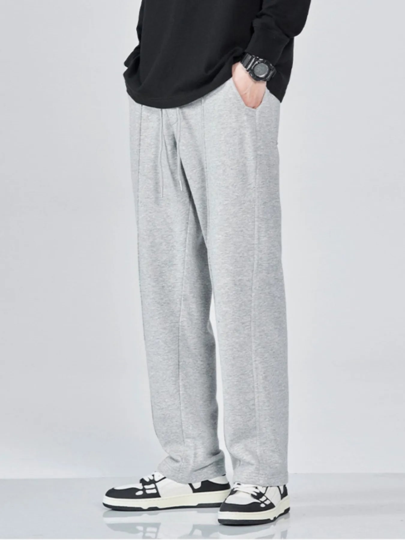Men's Full Size Casual Drawstring Wide Leg Sweatpants Plus Size