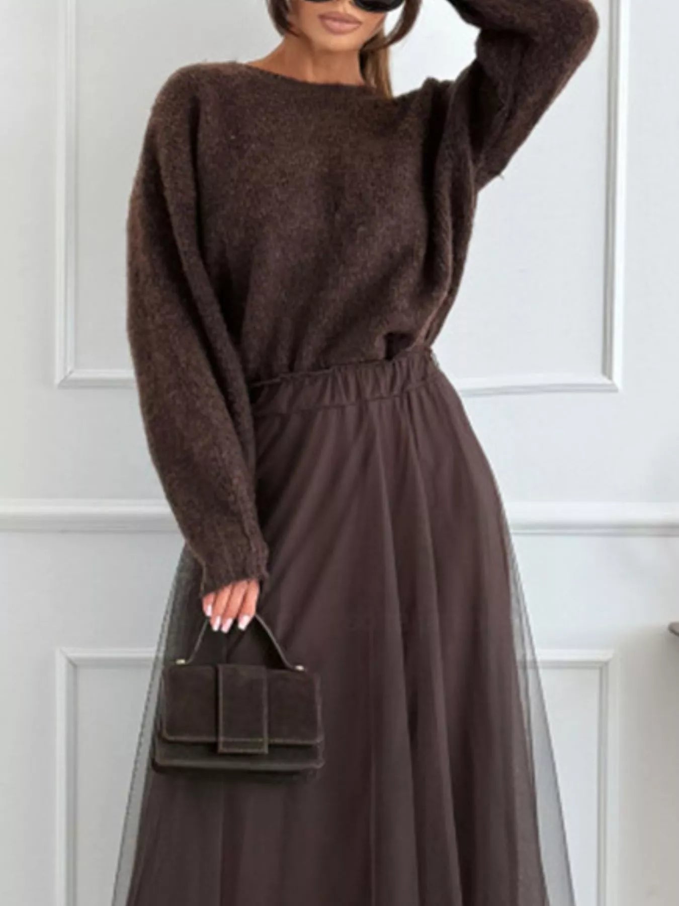 Leopard Bow Dropped Shoulder Sweater