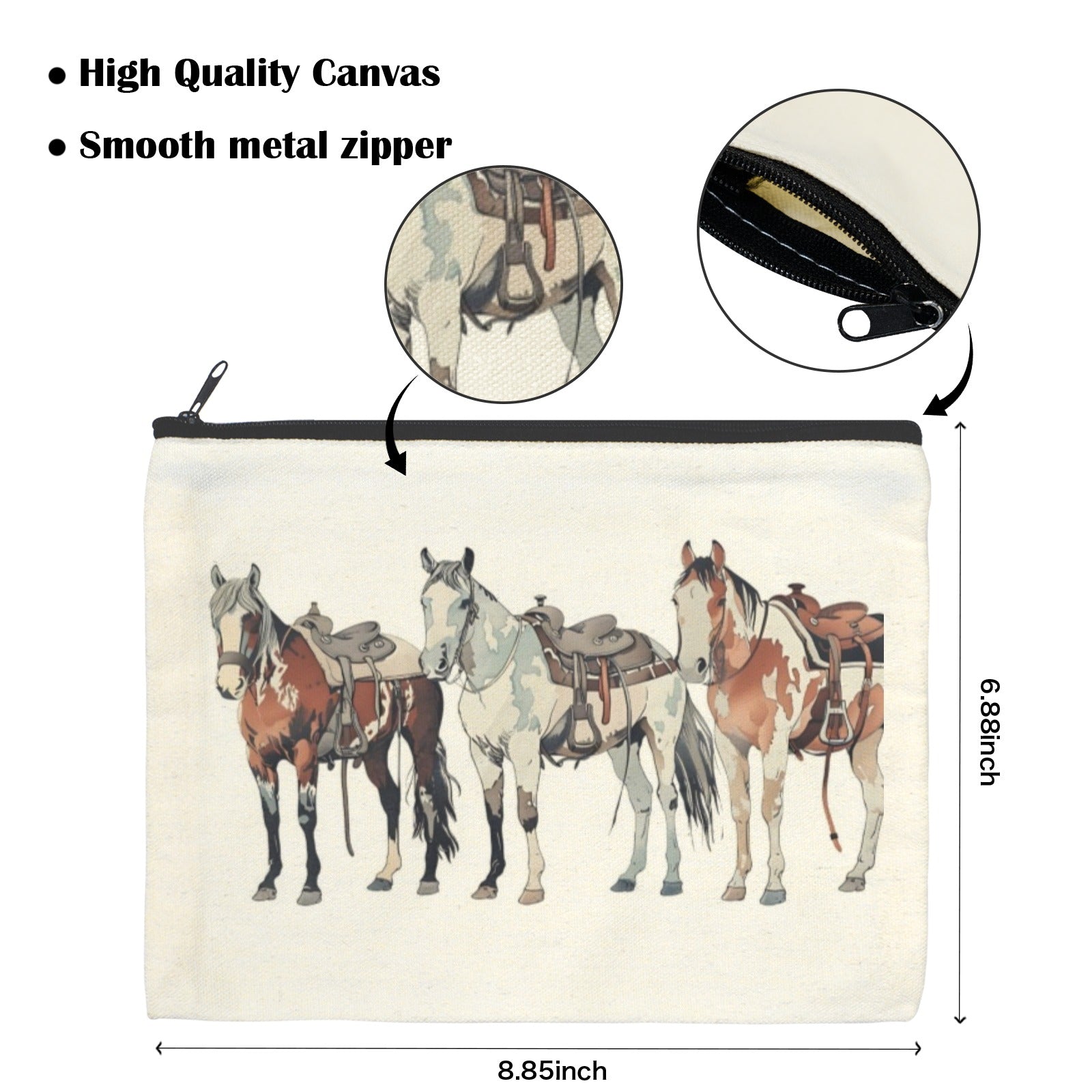 Baha Ranch Painted Ranch Horses Cosmetic Bag Pack of 5 Made in America