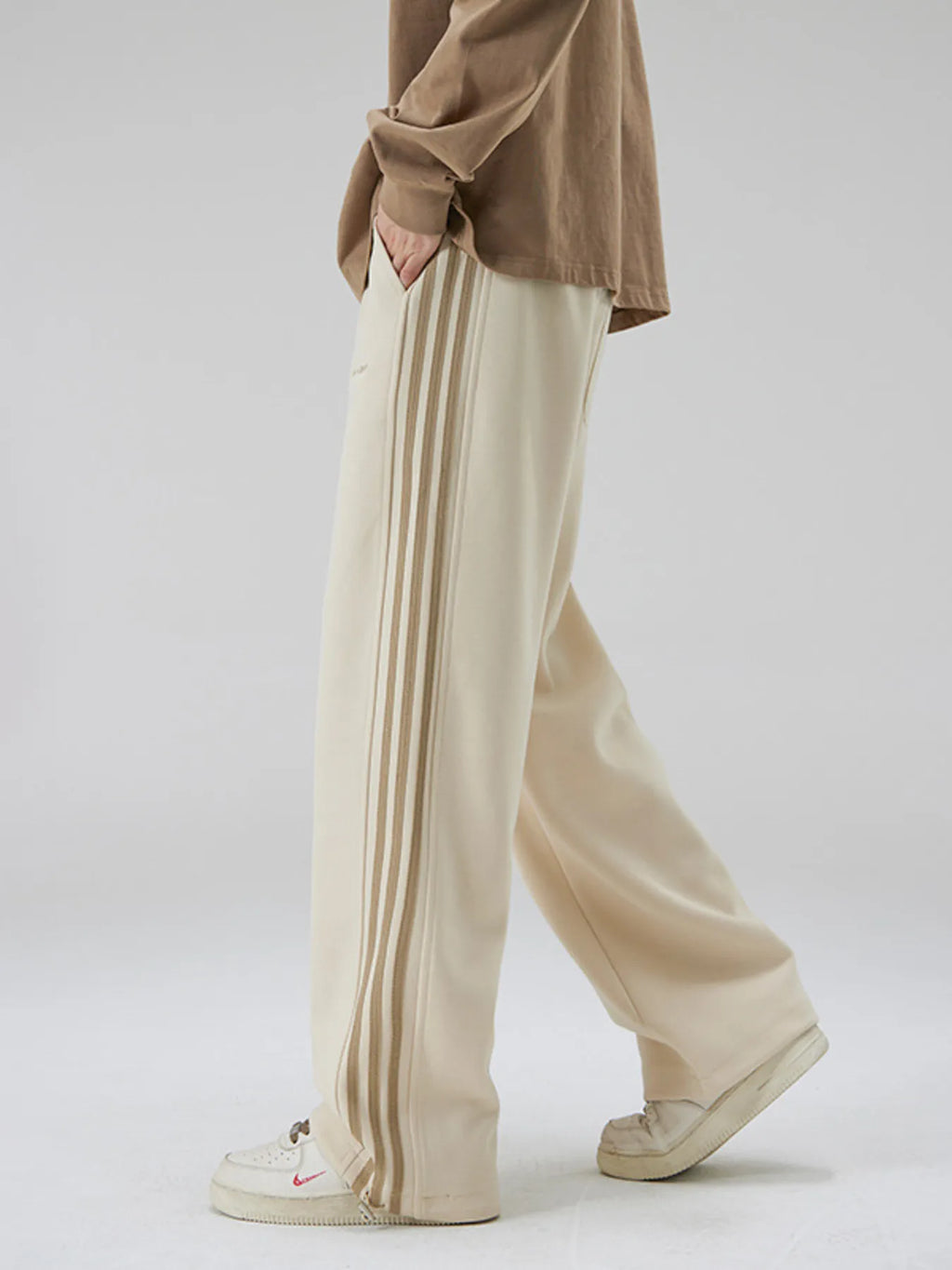 Men's Plus Size Drawstring Striped Wide Leg Pants