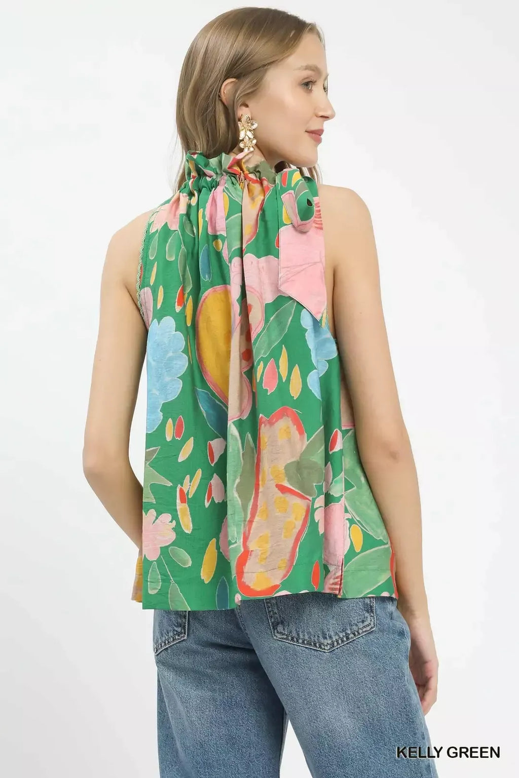 Umgee Multi-Color Floral Halter Neck Boho Top