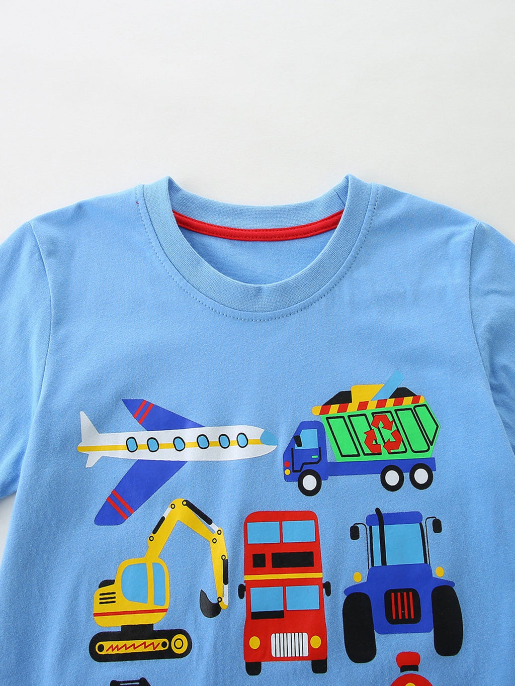 Children's Cartoon Vehicle Crew Neck Short Sleeve T-Shirt