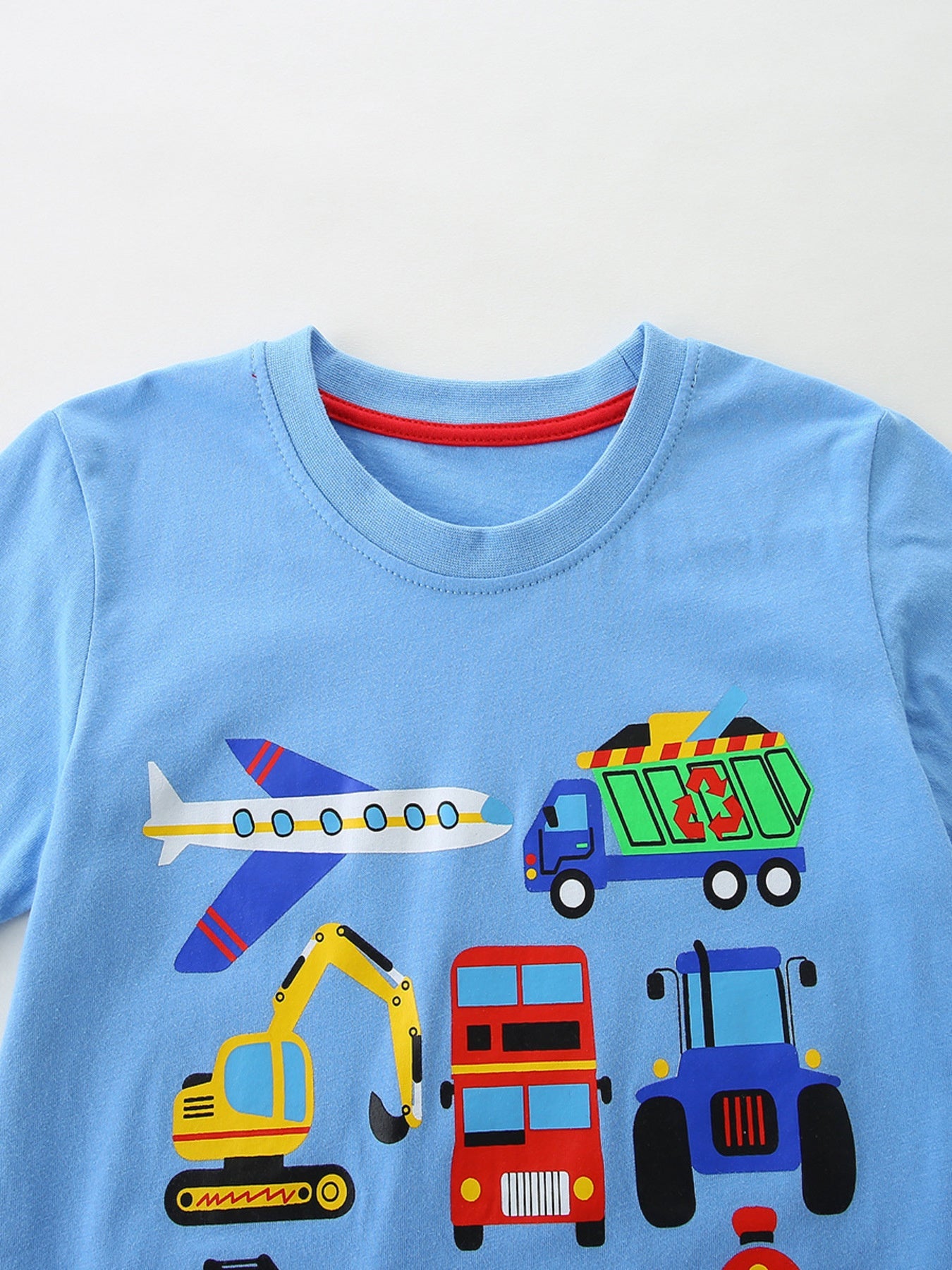 Children's Cartoon Vehicle Crew Neck Short Sleeve T-Shirt
