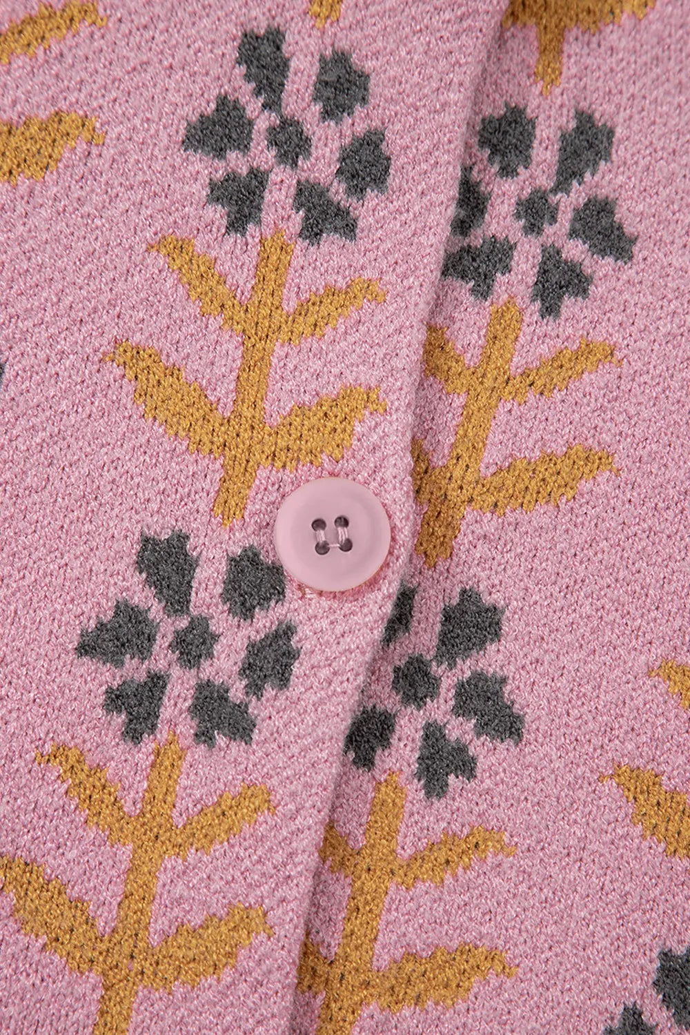 Floral Button-Up Knit Cardigan
