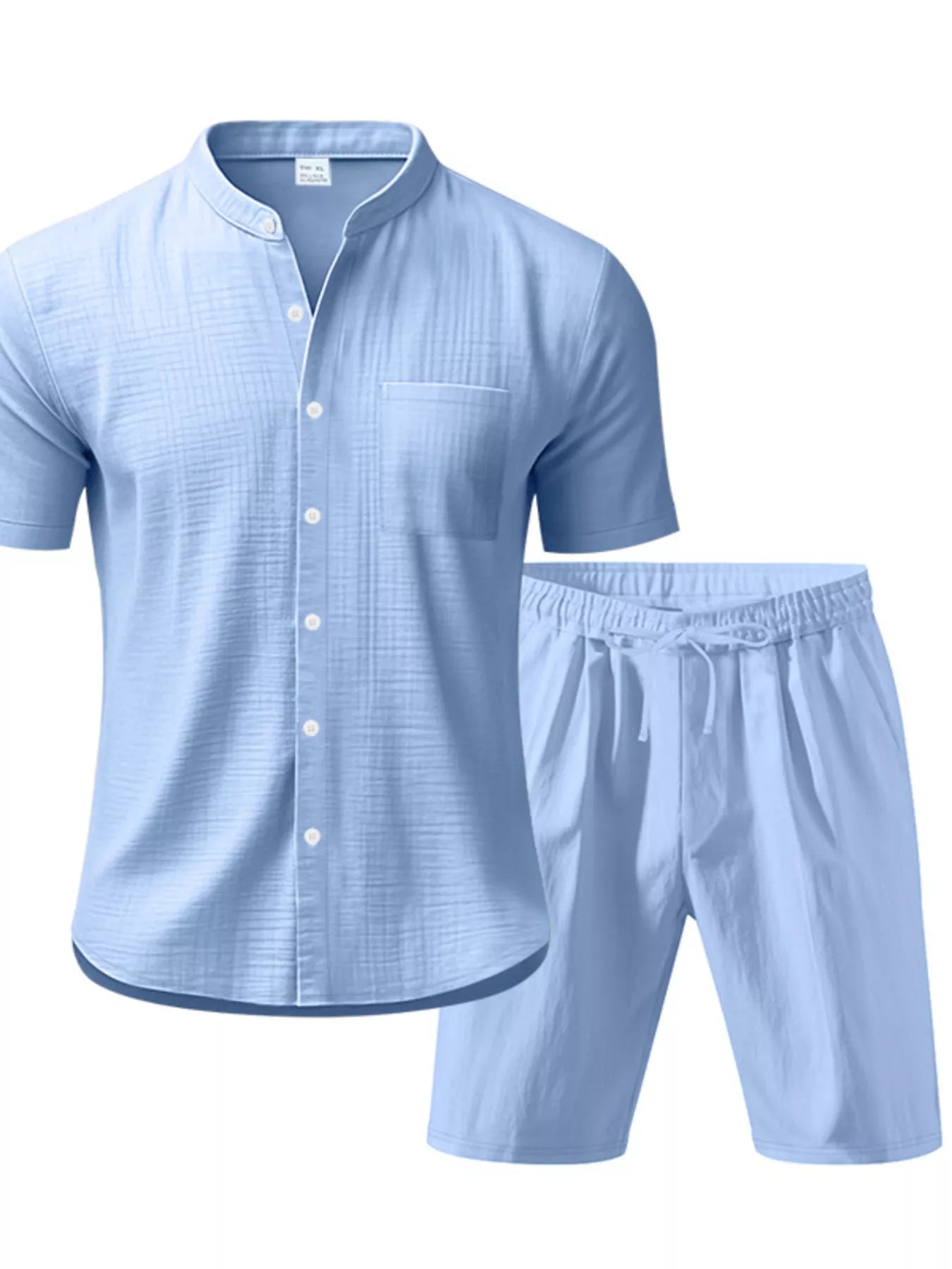 Men's Full Size Casual Short Sleeve Shirt and Shorts Set Plus Size