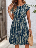 Plus Size Tie-Dye Ruffle Hem Casual Dress