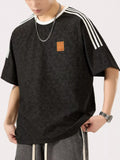 Men's Full Size Striped Shoulder Relaxed Fit T-Shirt Plus Size
