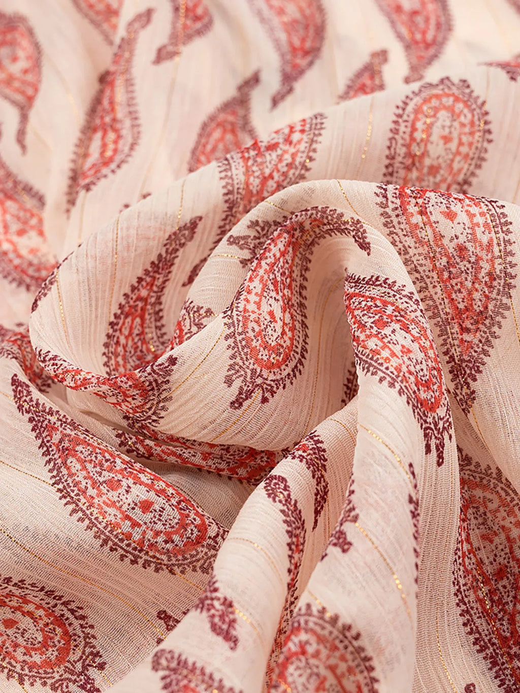 Paisley Print Frill Tie Neck Long Sleeve Blouse