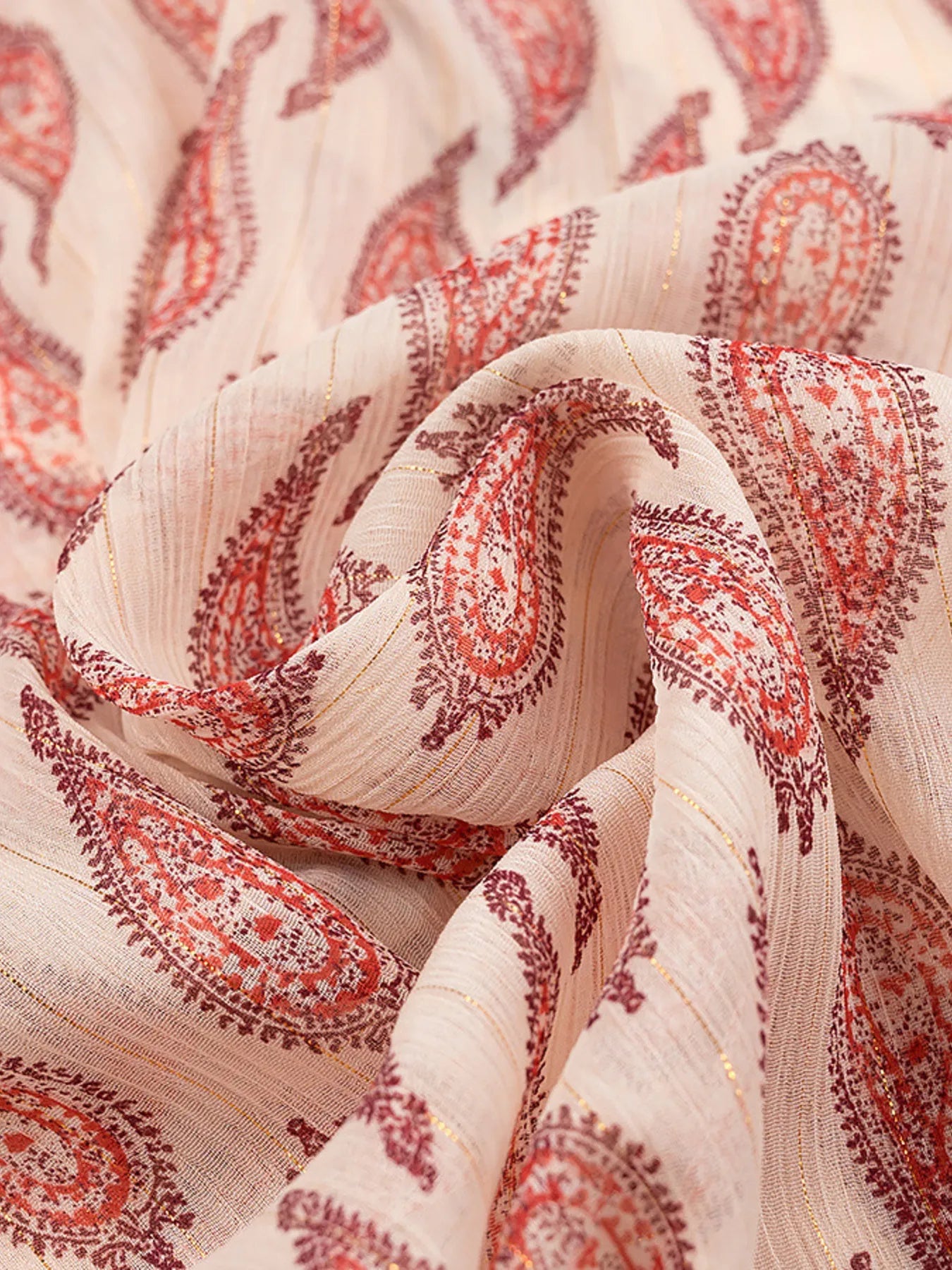 Paisley Print Frill Tie Neck Long Sleeve Blouse