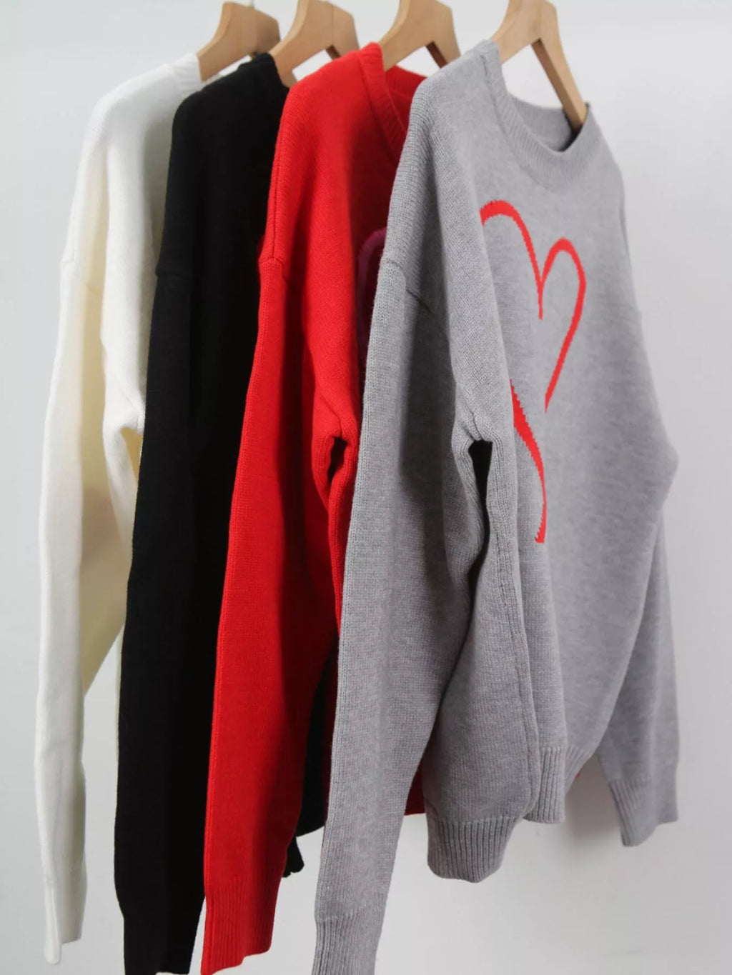 Valentine's Day Heart Graphic Dropped Shoulder Sweater