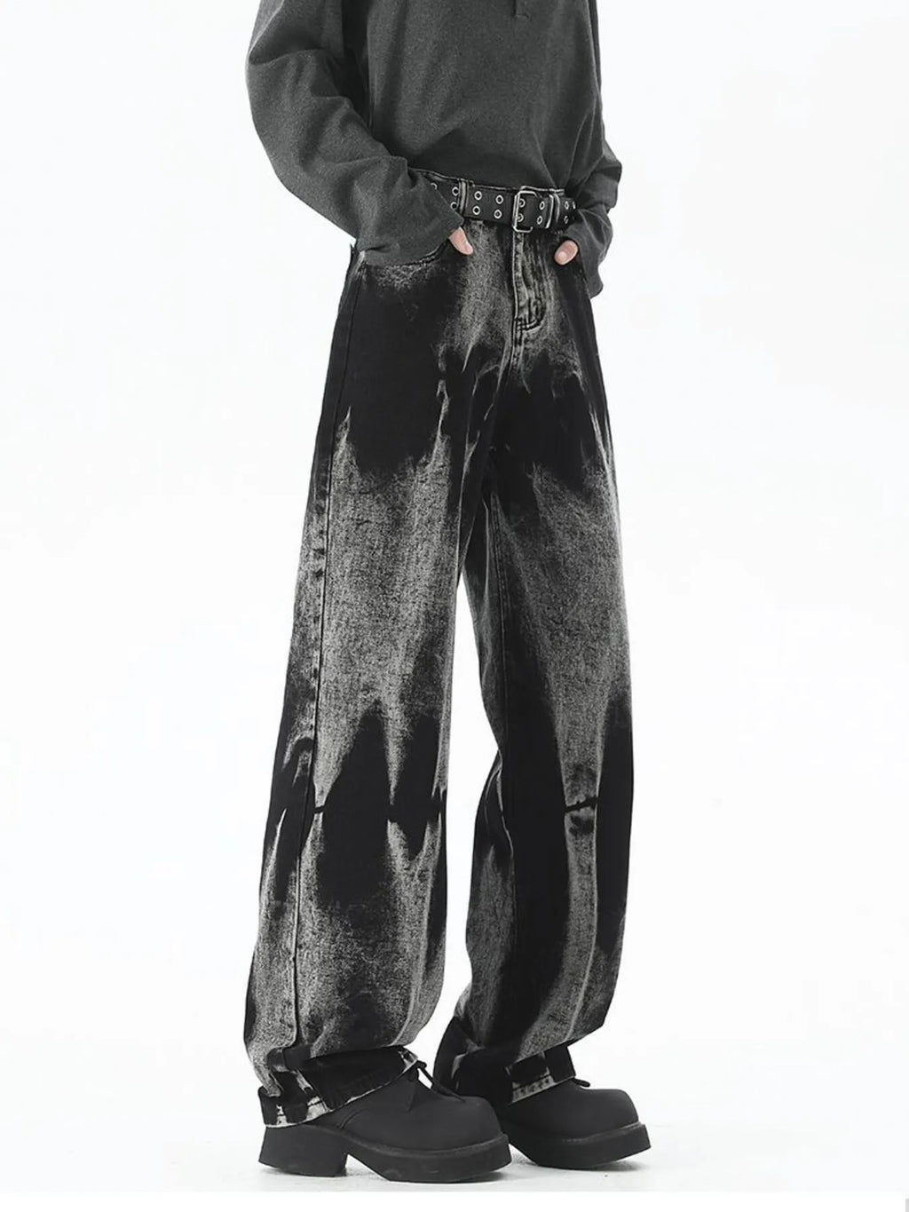 Men's Plus Size Washed Loose Fit Jeans