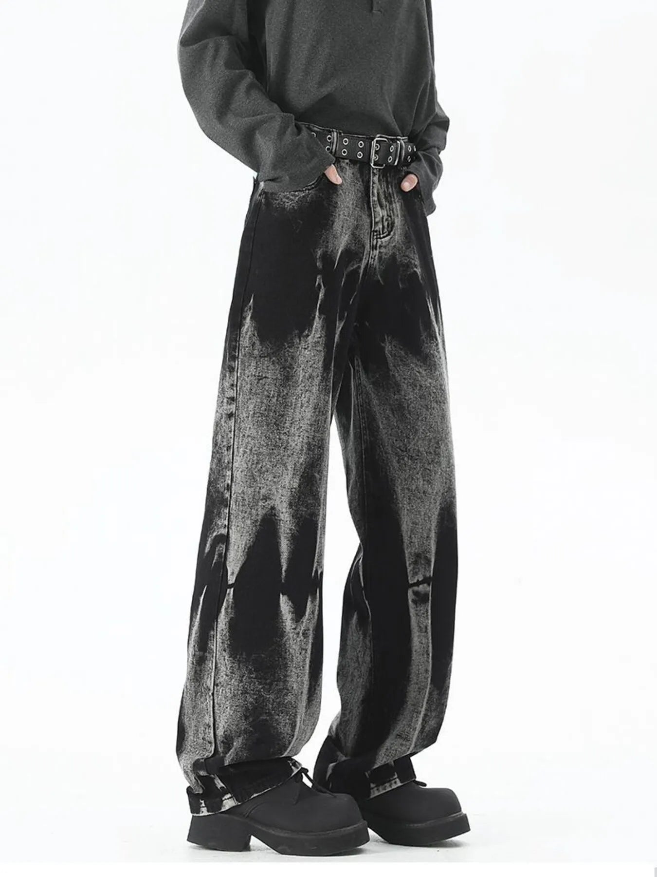 Men's Plus Size Washed Loose Fit Jeans