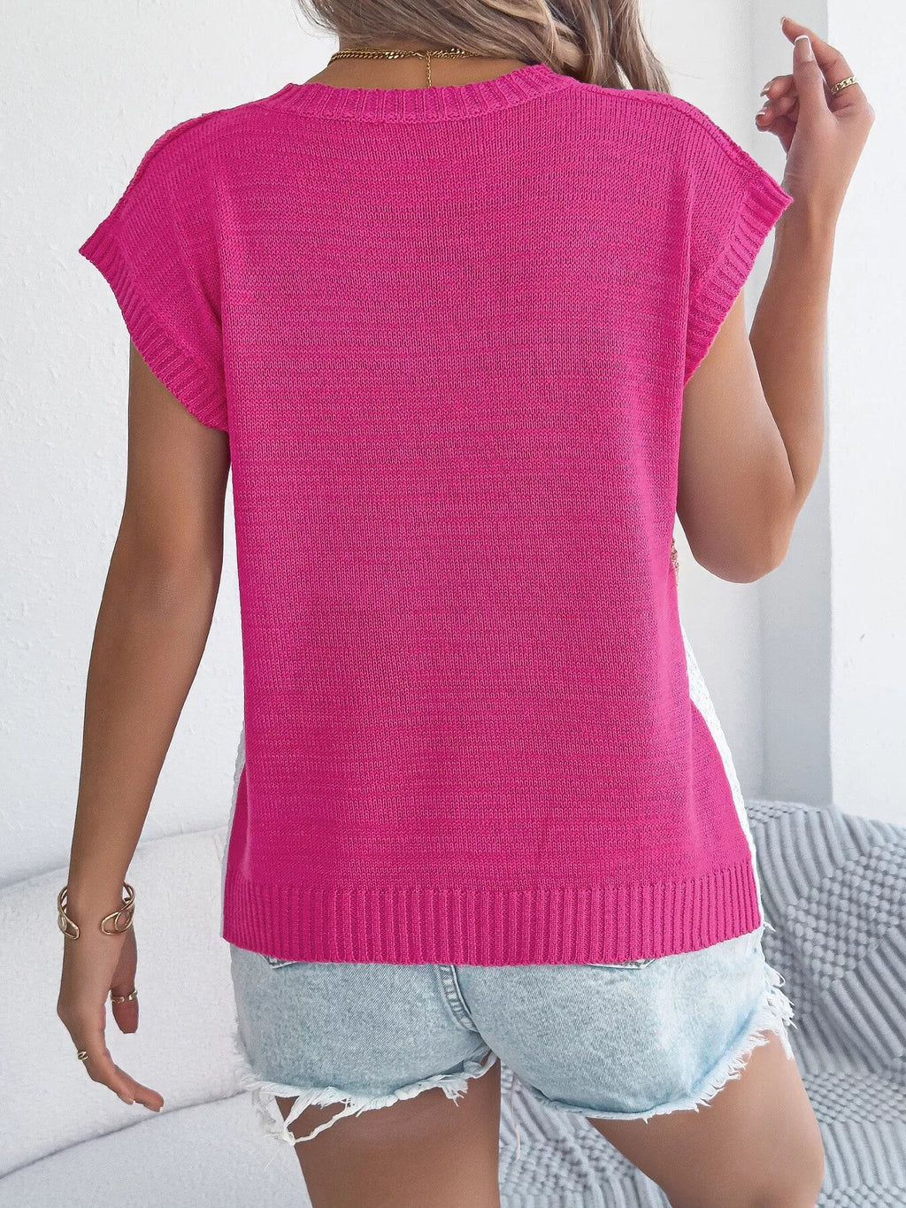 Color Block Cable Knit Sweater