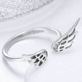 925 Sterling Silver Zircon Angel Wing Open Ring