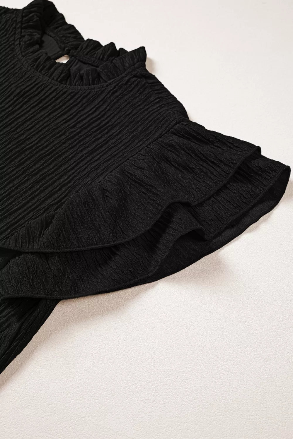 Ruffle Sleeve Textured Blouse