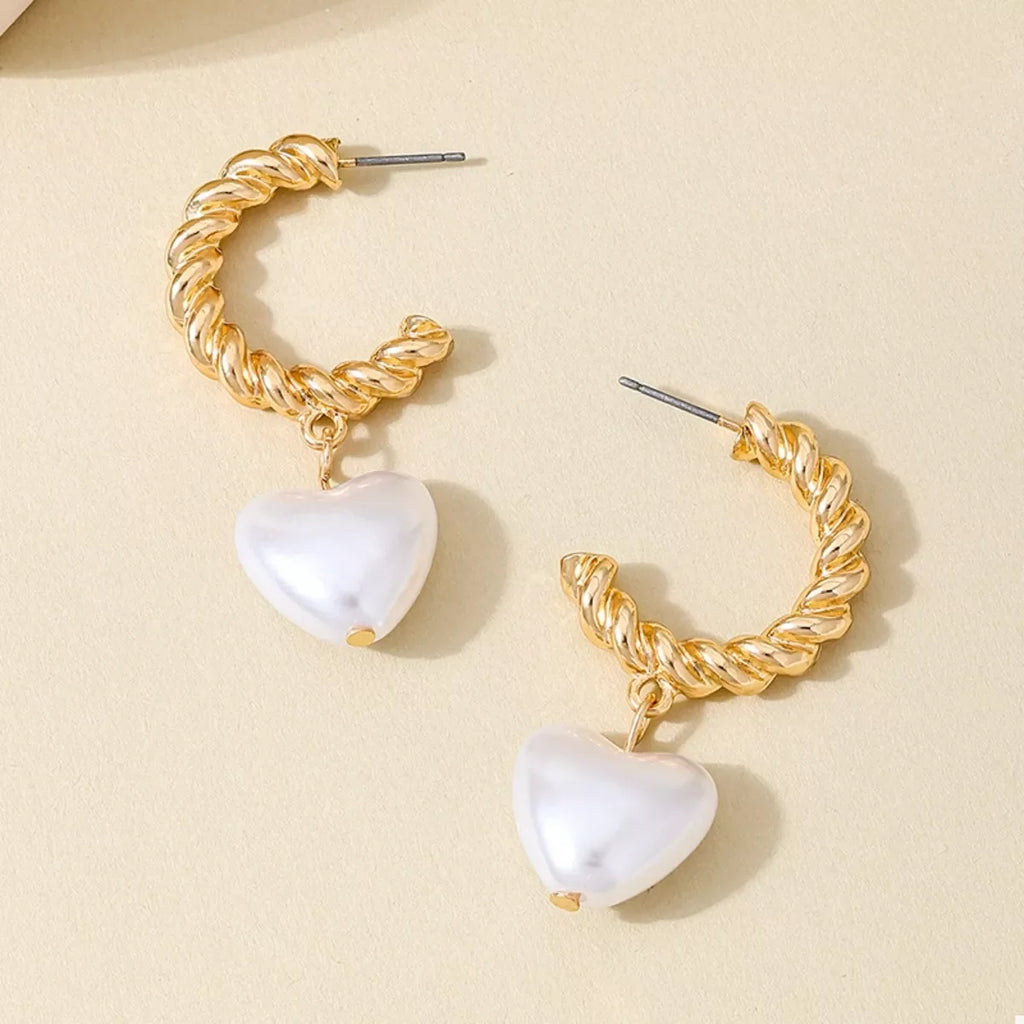 18K Gold-Plated C-Hoop Heart Earrings