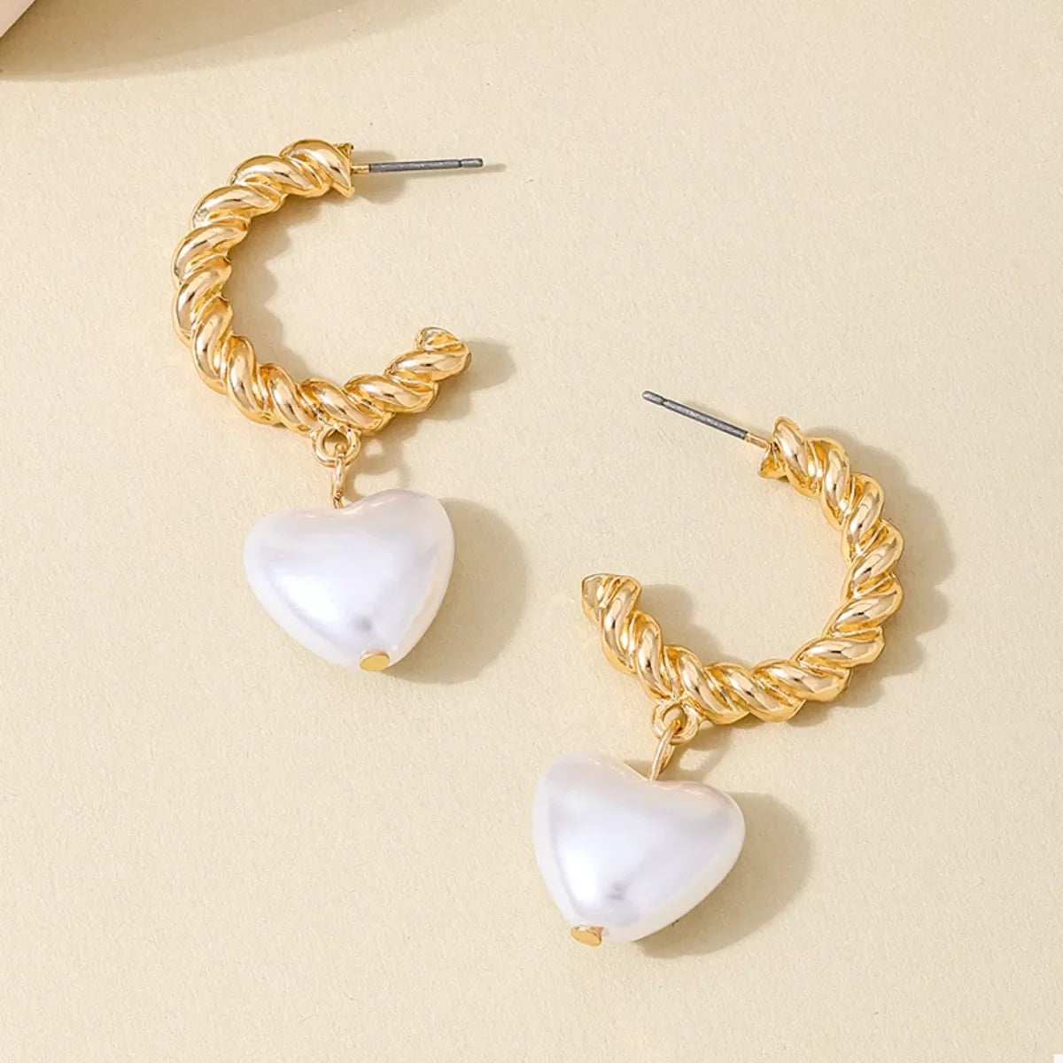18K Gold-Plated C-Hoop Heart Earrings