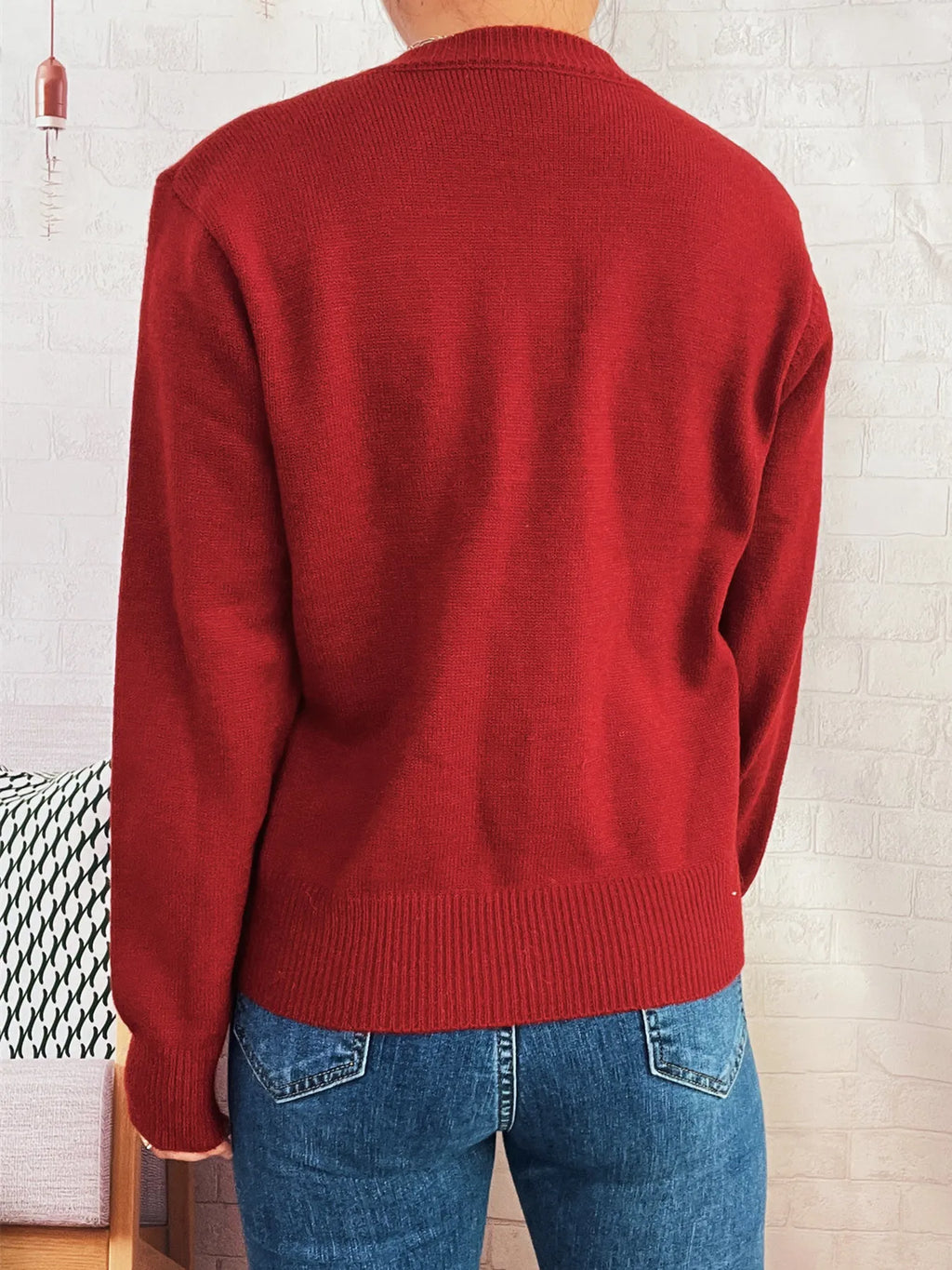 Button-Front Cardigan with Colorful Detail Buttons