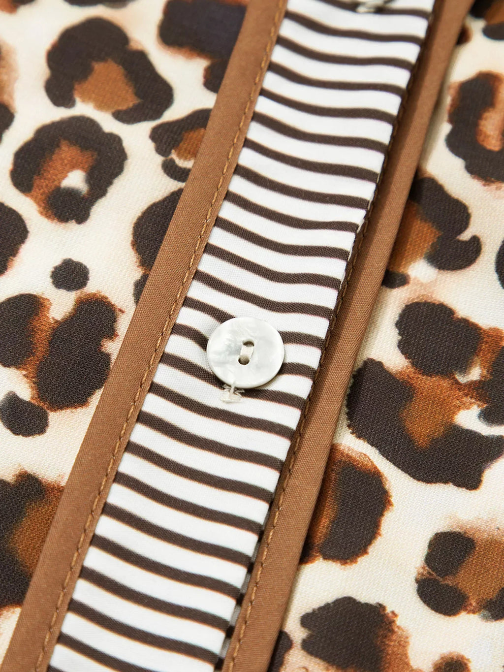 Leopard Print Striped Patchwork 3/4 Sleeve Loose Mini Dress