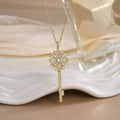 18K Gold-Plated Zircon Key Pendant Necklace