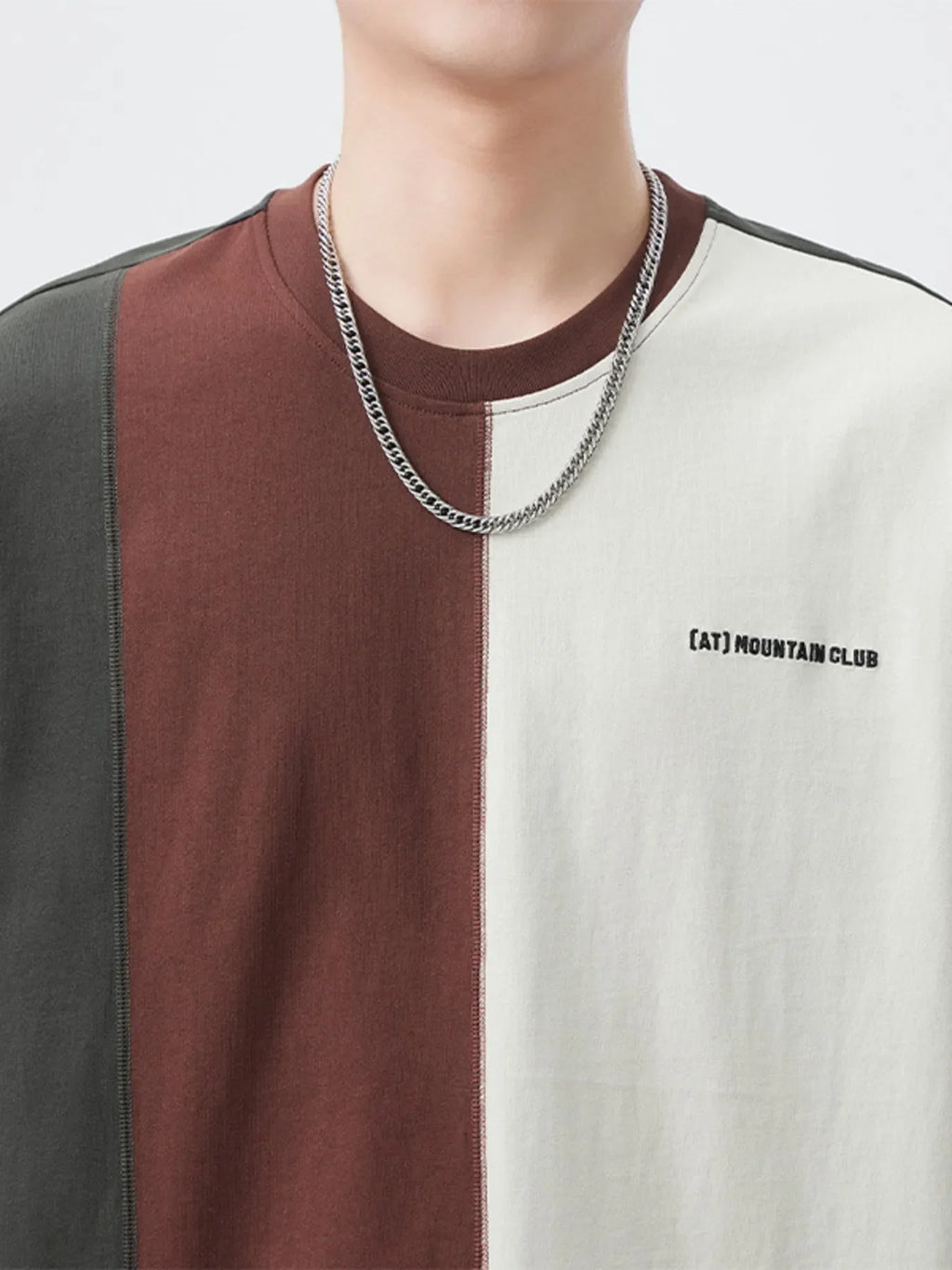 Men's Plus Size Color Block Round Neck Short Sleeve T-Shirt