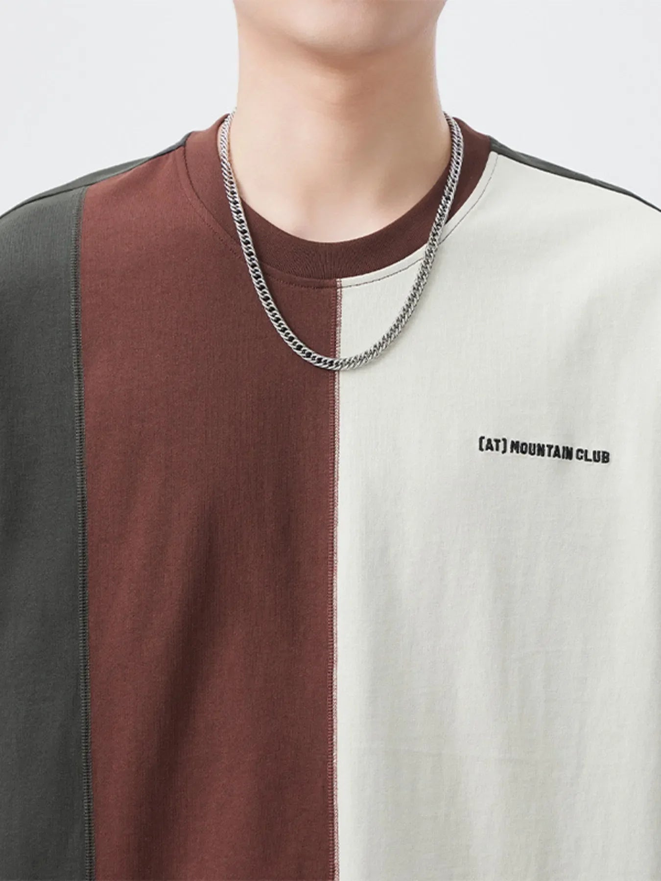 Men's Plus Size Color Block Round Neck Short Sleeve T-Shirt