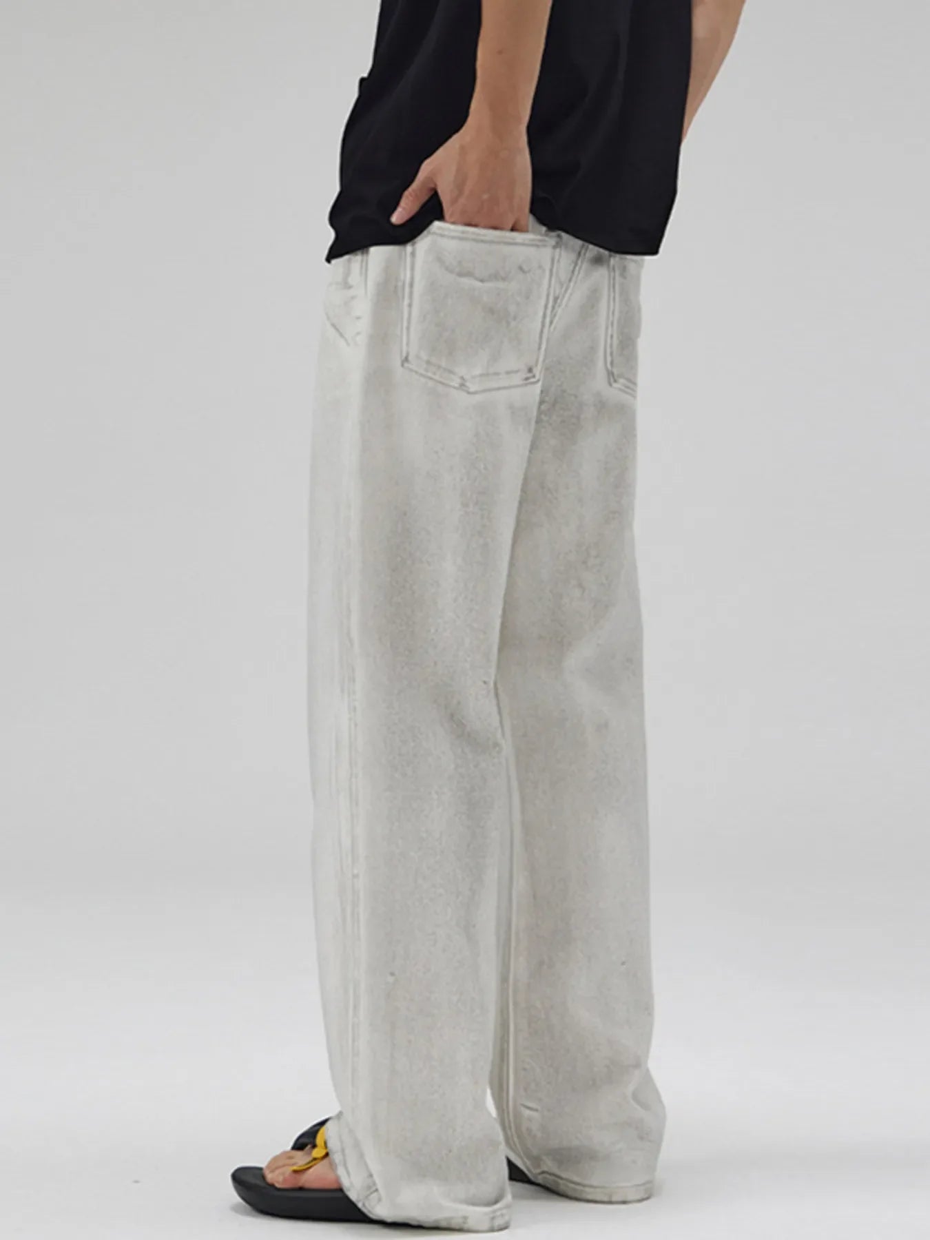 Men's Full Size Wash Wide Leg Jeans Plus Size