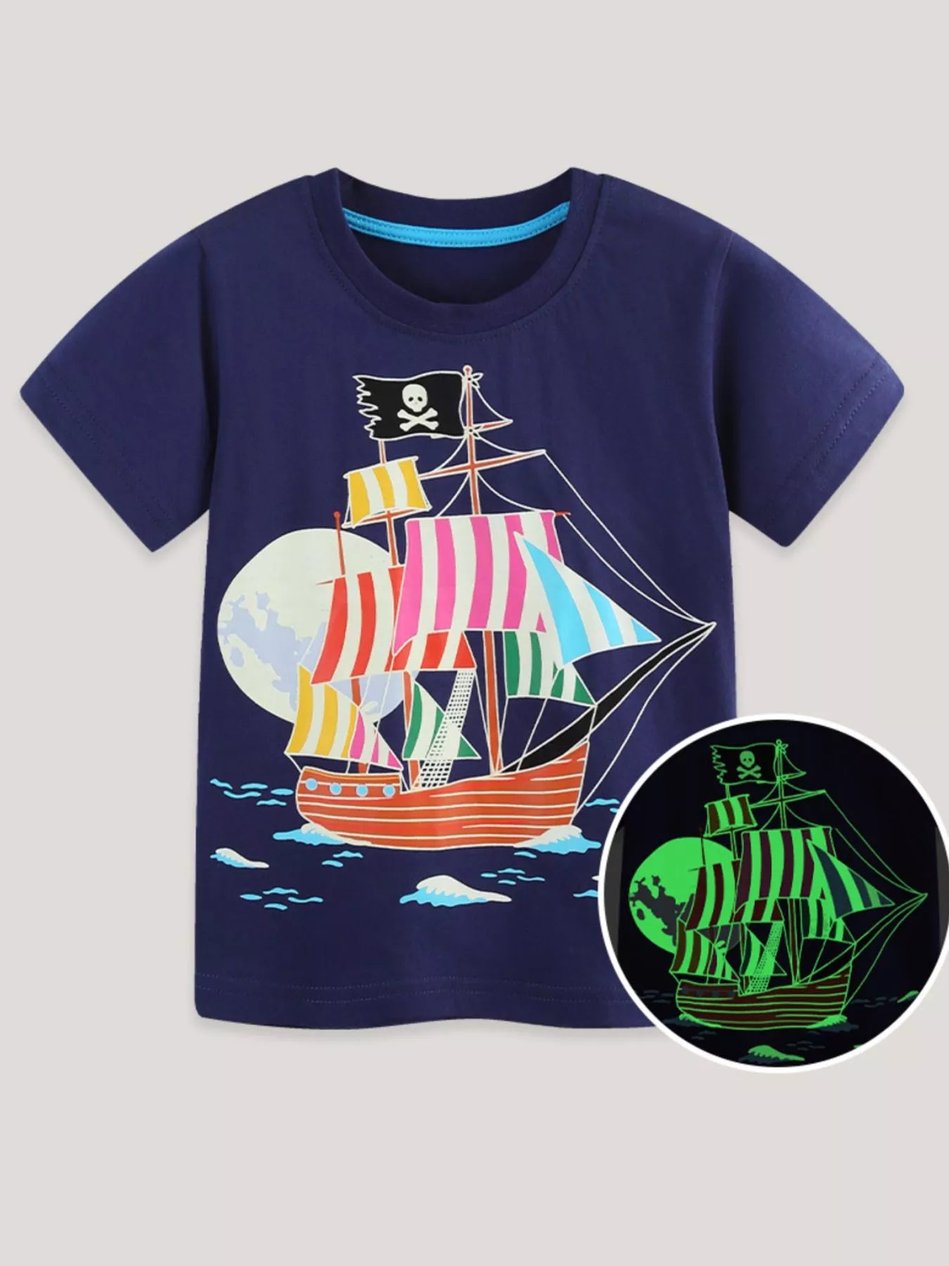 Children's Pirate Ship Graphic Short Sleeve T-Shirt