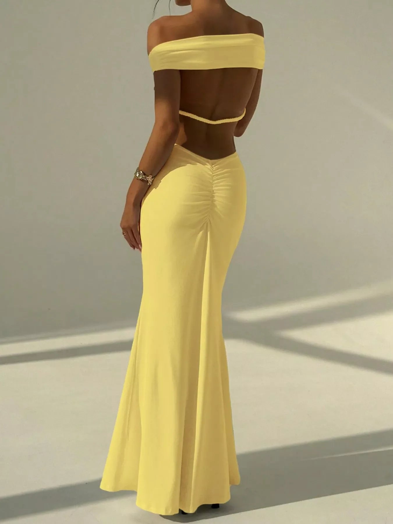 Backless Off-Shoulder Bodycon Mermaid Maxi Dress