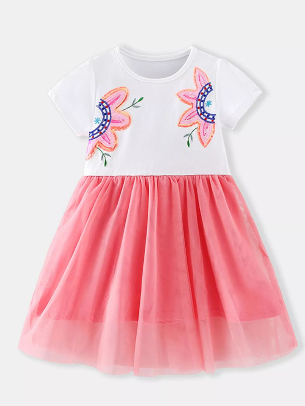 Children's Floral Embroidered Tulle Dress