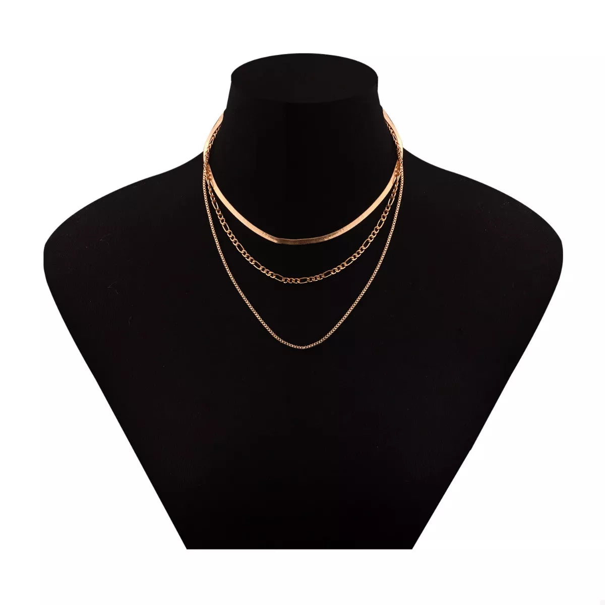 18K Gold-Plated Three-Layered Necklace
