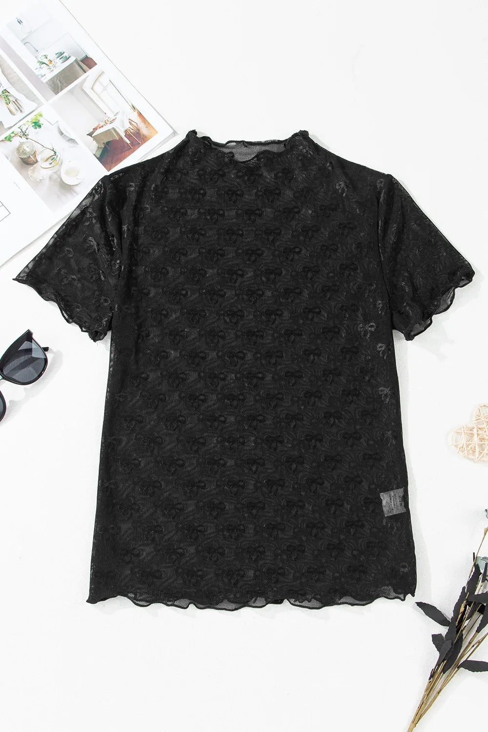 Sheer Mesh Short Sleeve Top