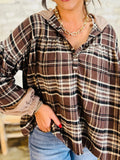 Plaid Patchwork Long Sleeve Hooded Top