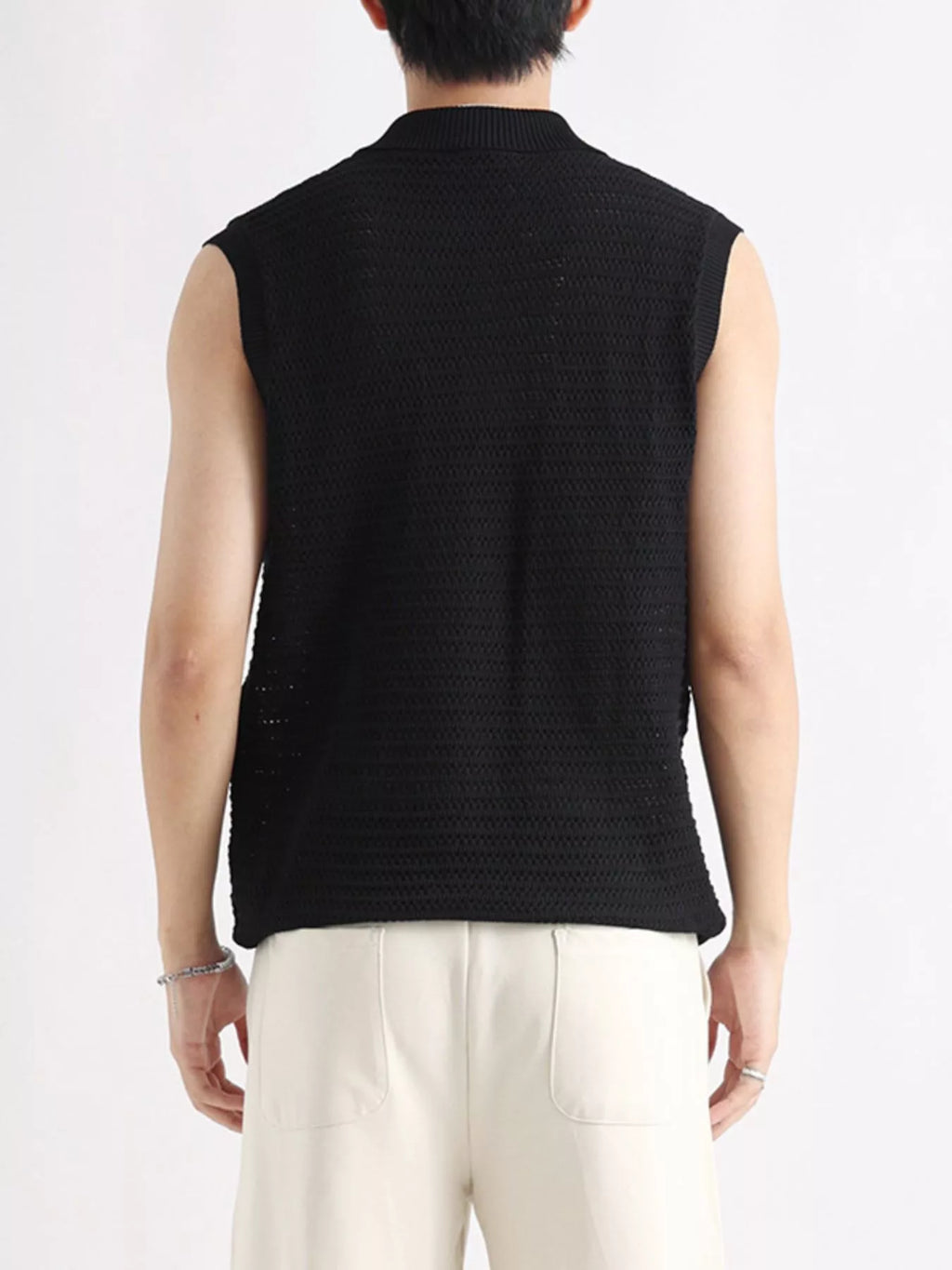 Men's Plus Size Breathable Knit Polo Collar Tank