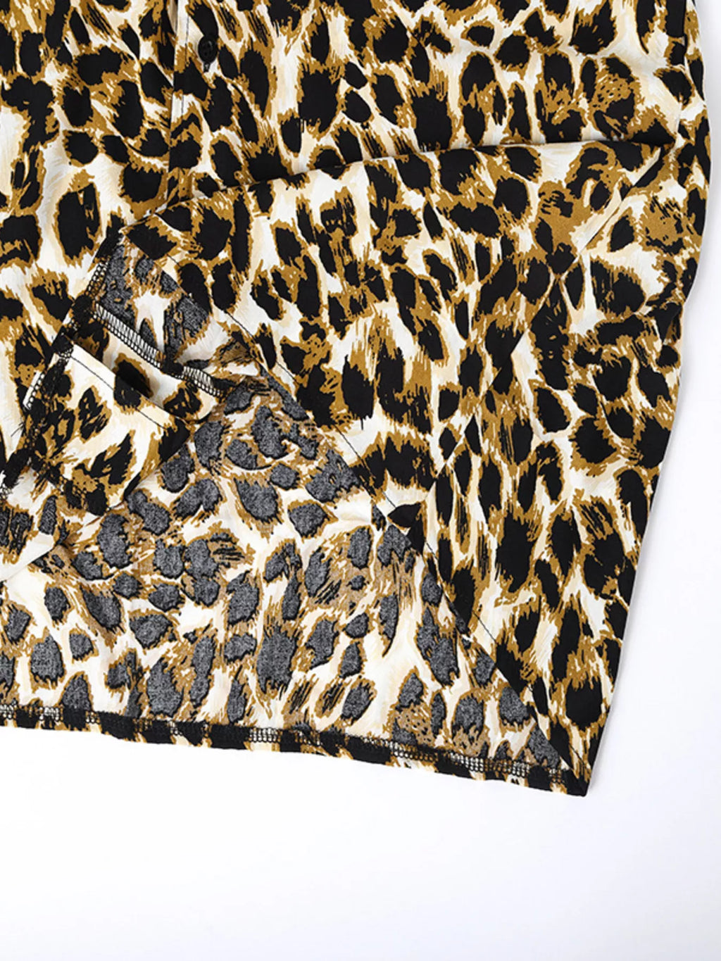 Men's Full Size Leopard Print Short Sleeve Shirt Plus Size