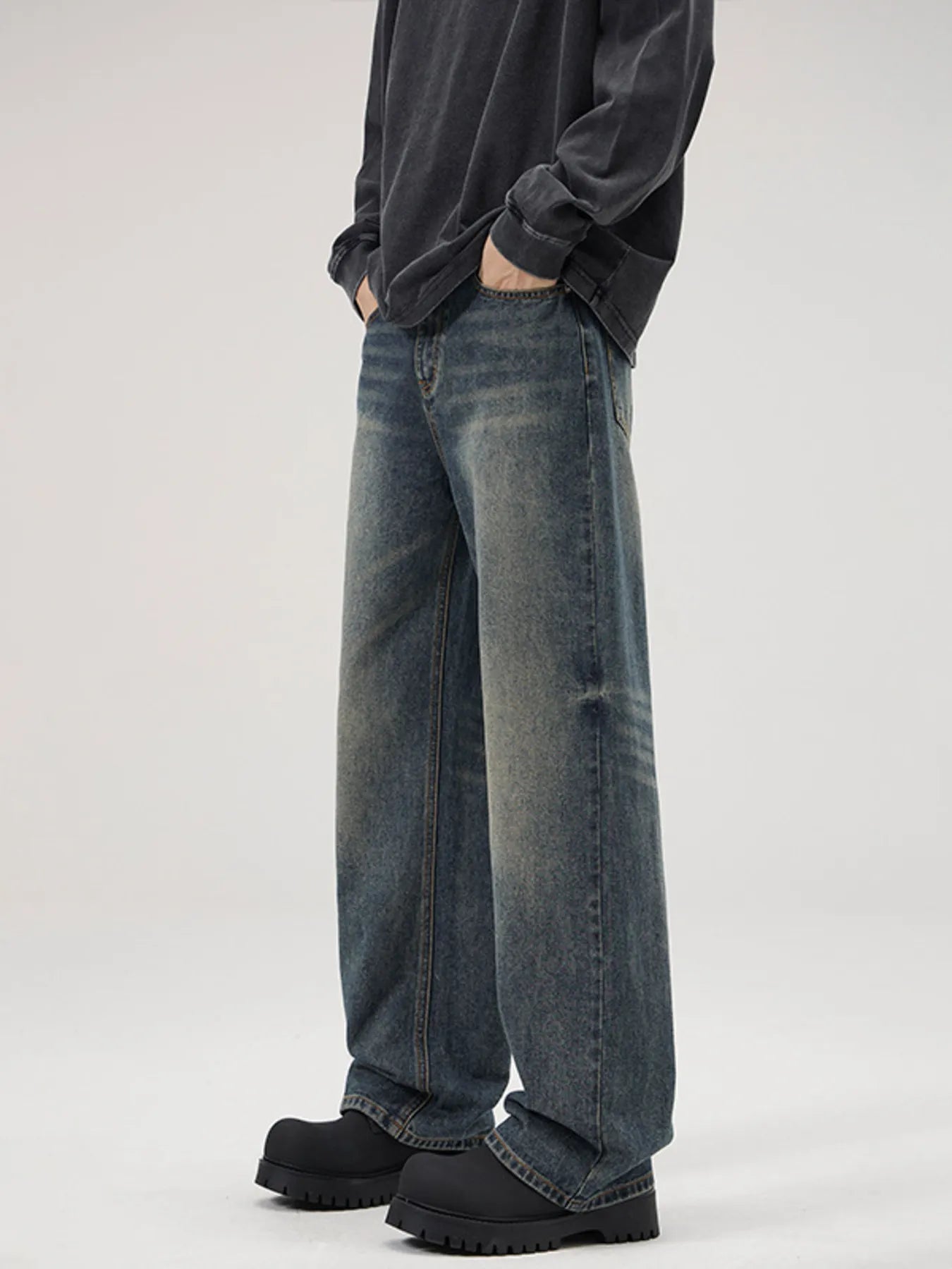 Men's Full Size Wide-Leg Relaxed Fit Jeans Plus Size