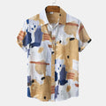 Men's Plus Size Printed Button Up Short Sleeve Shirt