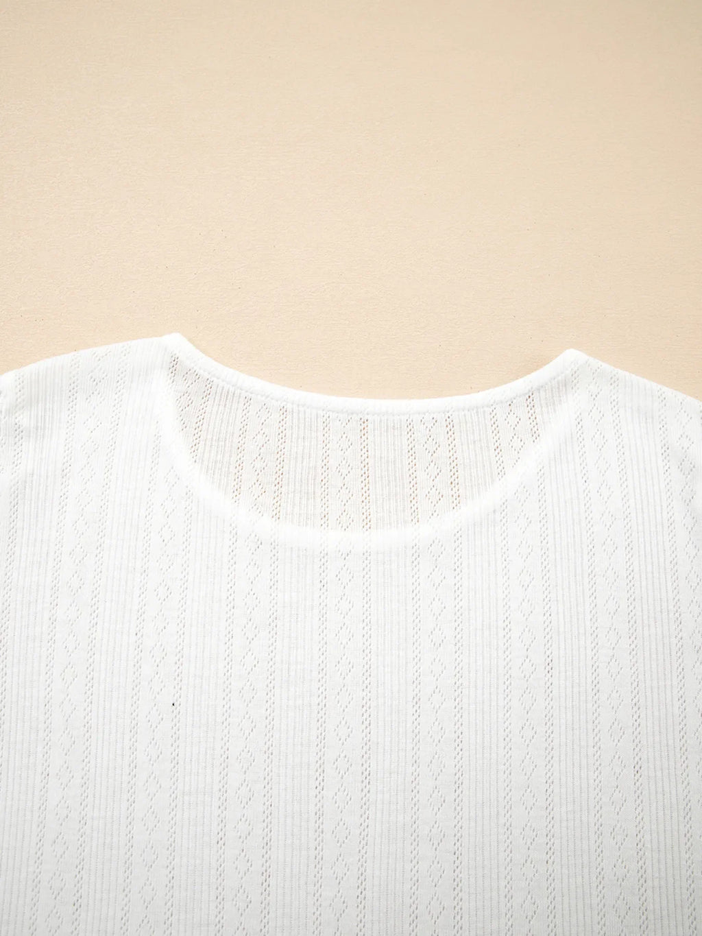Scalloped Lace Trim Jacquard Textured T Shirt