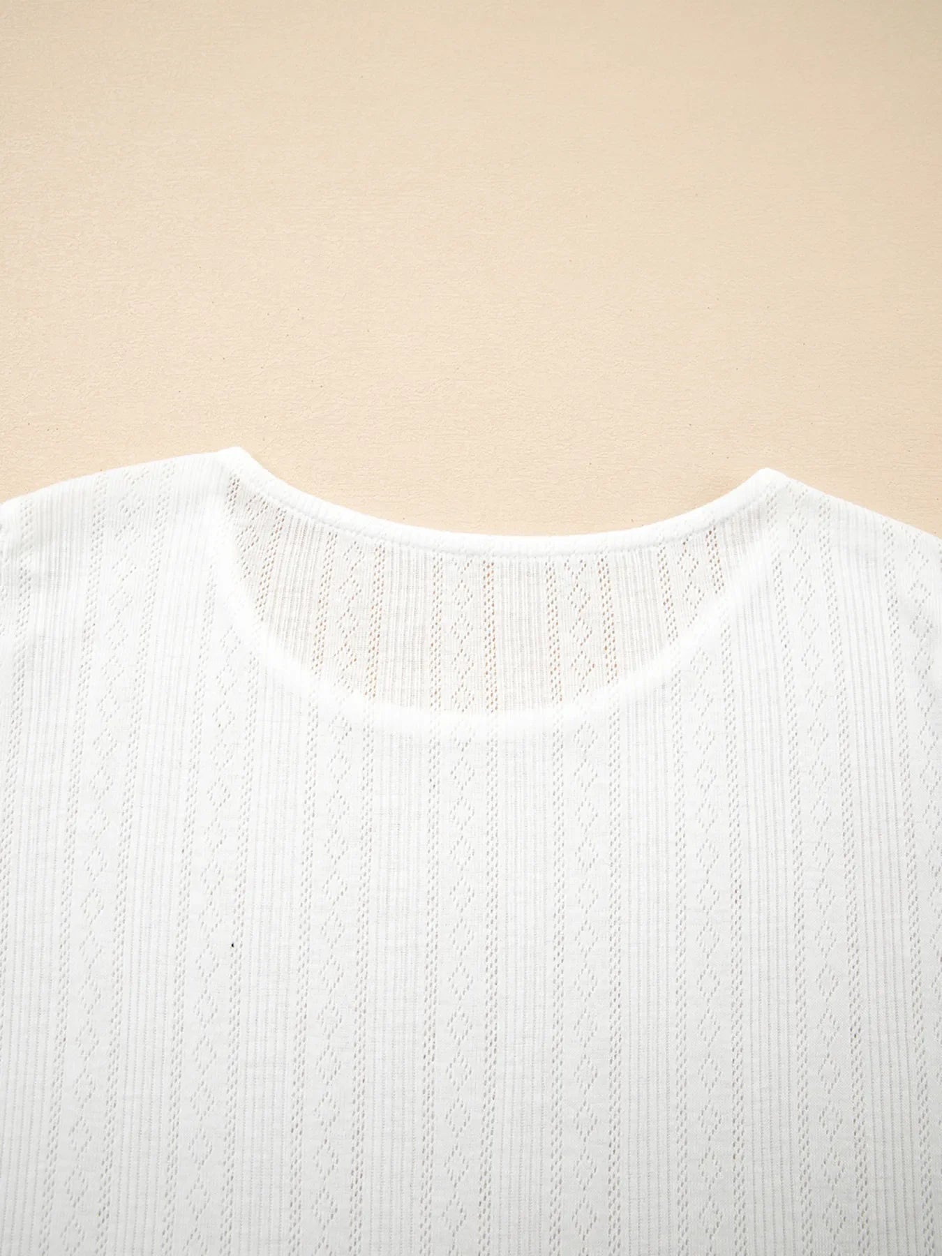 Scalloped Lace Trim Jacquard Textured T Shirt
