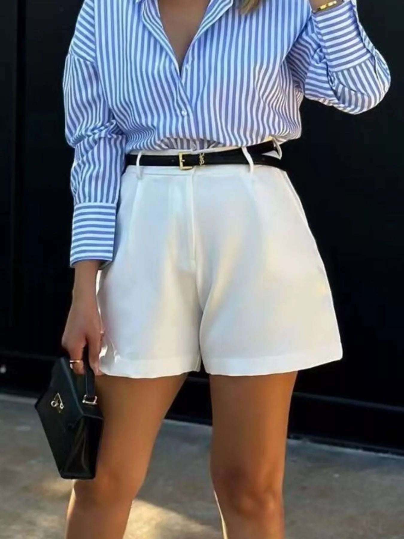 High-Waisted Pleated Shorts
