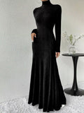 Turtleneck Long Sleeve Maxi Mermaid Dress