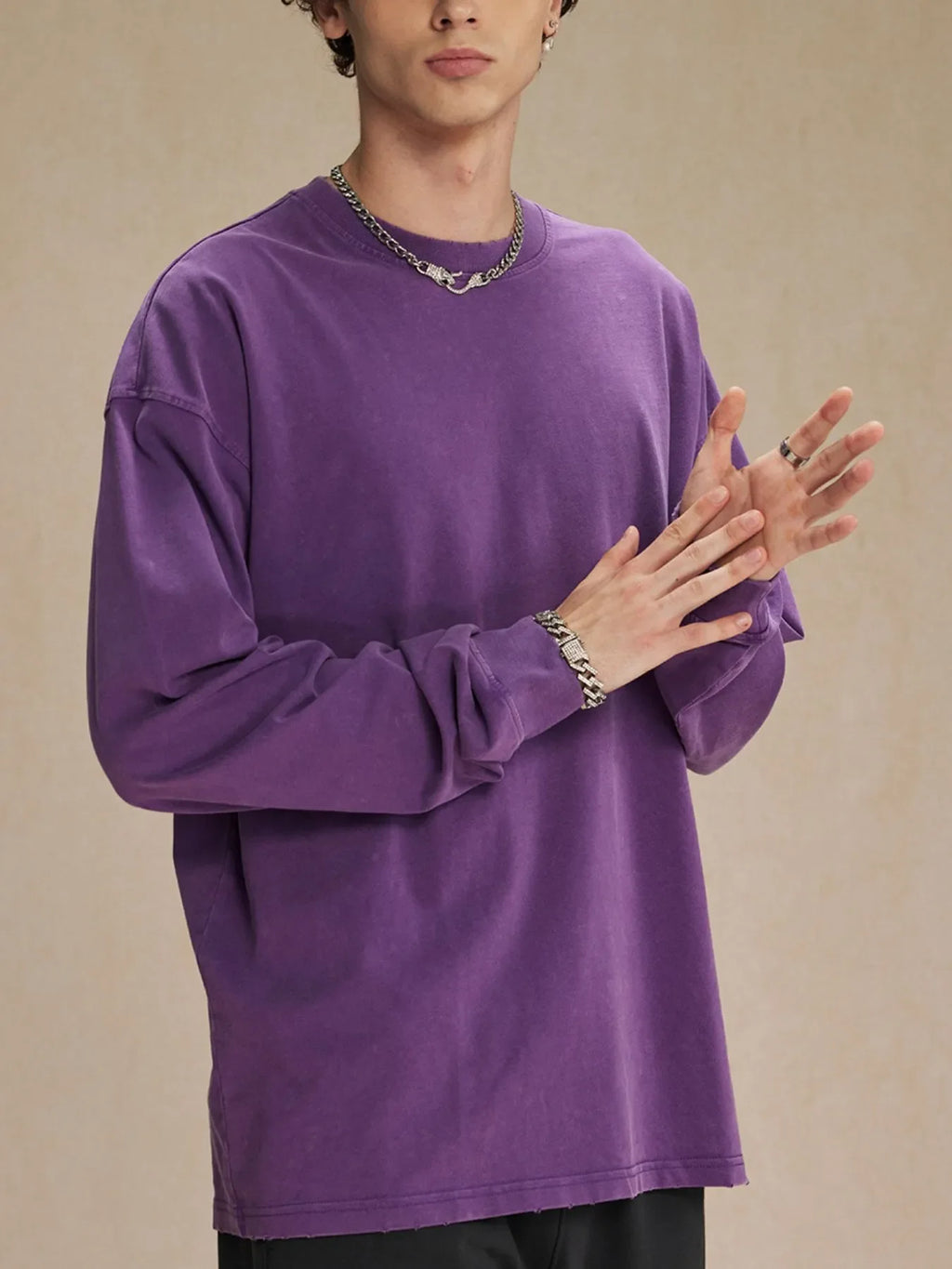 Men's Oversized Washed Round Neck T-Shirt