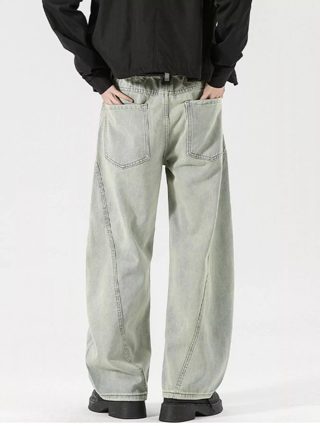 Men's Full Size Vintage Wash Wide Leg Jeans Plus Size